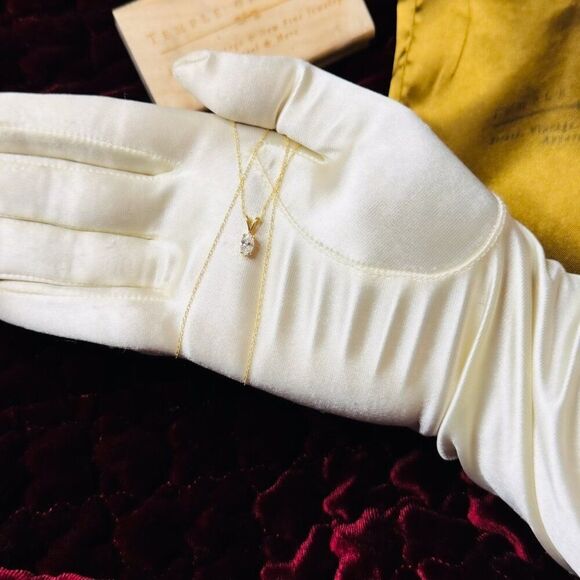 14k Gold- Natural Diamond Necklace- .40 CT- Marquise Diamond -18"- Solitaire-1g - Picture 12 of 16